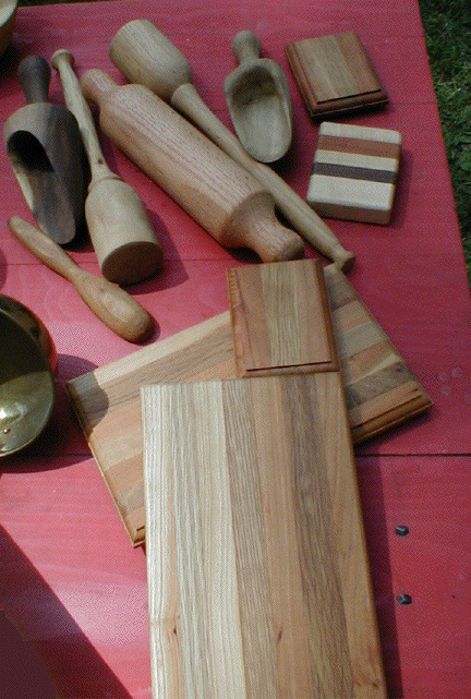cutting boards, scoops, rolling pins